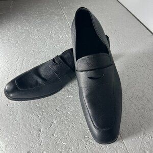 Express Mens SZ12 Black leather modern penny loafer wardrobe staple dress office